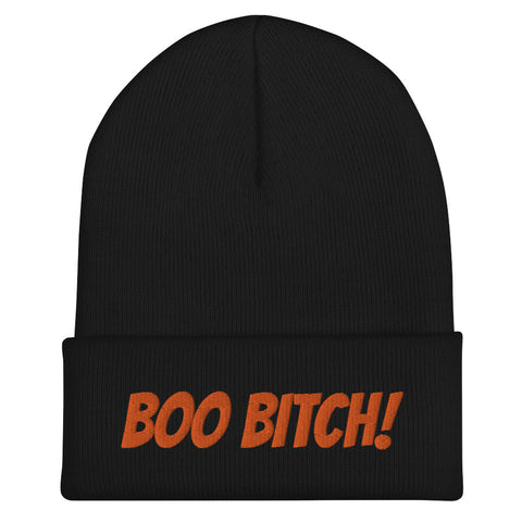 Boo Bitch Cuffed Beanie(orange)