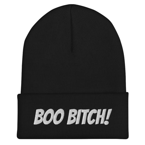 Boo bitch Cuffed Beanie (white)