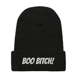 Boo bitch Waffle beanie (white)